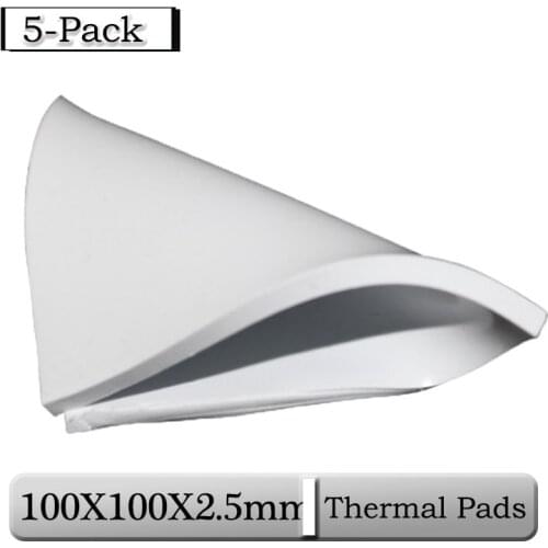 5 pcs Gdstime 100mmx2.5mm 2.5mm Thickness White CPU Heatsink Pad 100x100x2.5mm Conductive Silicone Thermal Pads