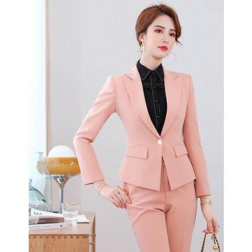 Spring Fall Formal Women Business Suits with Pants and Jackets Coat OL Style Ladies Office Pantsuits Professional Career Blazers