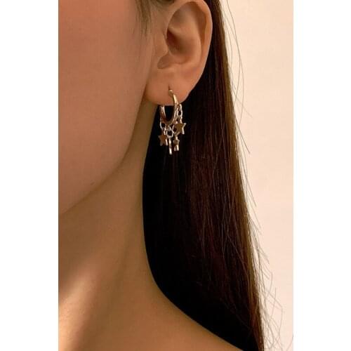 European and American Style Jewelry Hip Hop Ins Simple Five-pointed Star Sequin Earrings Retro Fashion Metal Star Earrings 2021