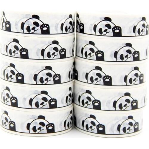 10pcs/Lot 15mm x 10m Baby Panda Waving Paw Cartoon Washi Tape Scrapbook Paper Masking Adhesive Washi Tape Set