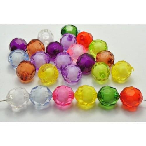 100 Mixed Color Acrylic Faceted Round Beads 12mm "Bead in Bead" fashion diy Accessories