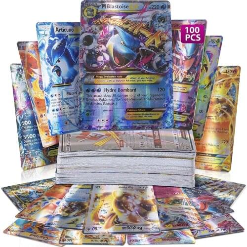 100PC Pokemon Card No Duplication Ultra Rare TCG Style Card Holo EX Full Art : 20 GX + 20 Mega + 59 EX Arts +1 Energy