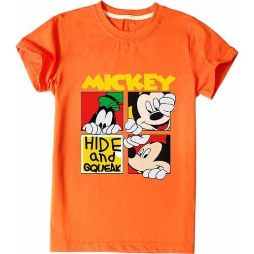 2-16Years Summer Kids T Shirt Mickey Anime Figures Cartoon Printing Clothing Disney Clothes Tops Girls Boys Infant Toddler Tees