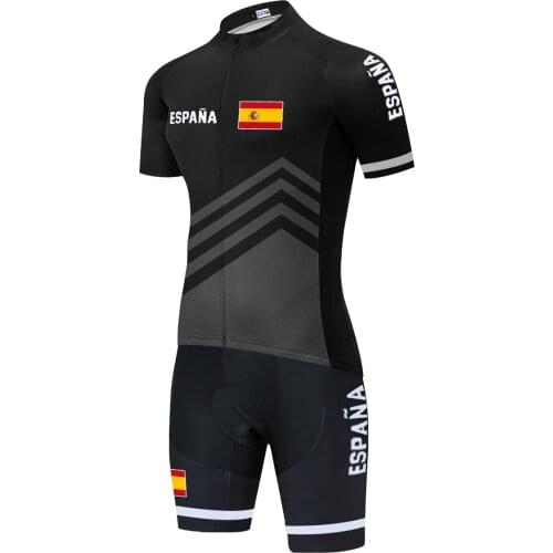 2021 Short Sleeve Spain National Team Cycling Triathlon Suit Bicycle Skinsuit Sets Maillot Ropa Ciclismo Bike jumpsuit Kits