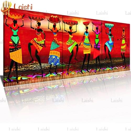 3pcs Abstract african woman stitch cross diamond embroidery diamond painting mosaic diamond full drill diy home decoration
