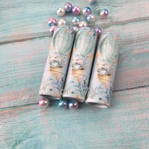5/10/30/50pcs Rabbit Hot Air Balloon Blue Sky Round Paper 12.1mm Empty Lipstick Tube Lip Balm Container Lipstick Shell Packaging