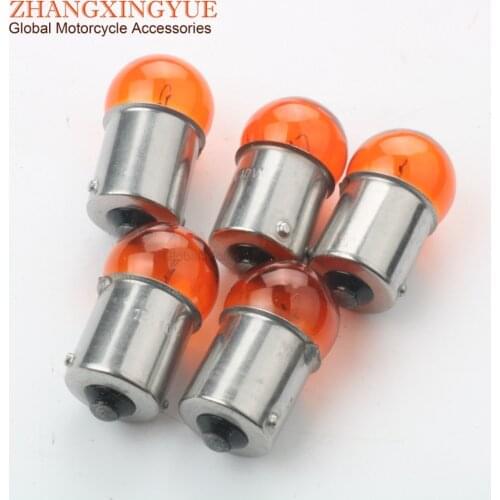 5PC Indicator Bulb 12V/10W BA15S G18 orange for Motorcycle Scooter ATV Karting 50cc 125cc 150cc 200cc 250cc 246510215