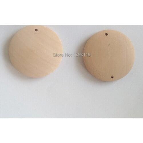 50pcs/lot 4cm Round unfinished wooden earring pieces one hole and two hole we have WB-003