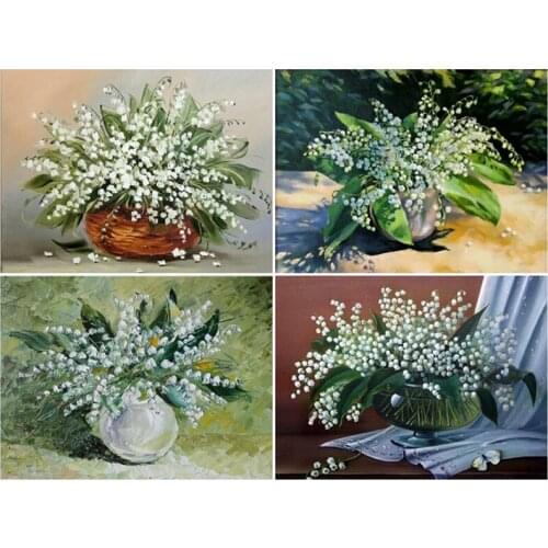 MTEN Diamond Embroidery Full Display Lily Of The Valley Diamond Painting Flowers Cross Stitch Diamond Mosaic Wall Decor