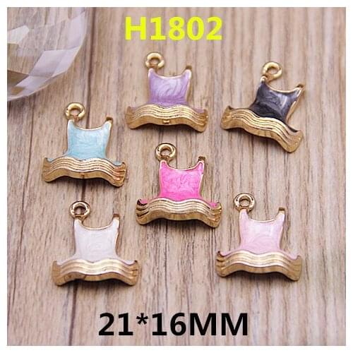 Glitter Enamel Girls Dress Necklace Pendant Alloy Gold Tone Jewelry Bracelet Necklace Phone Chain Keyring Floating Charm Pendant