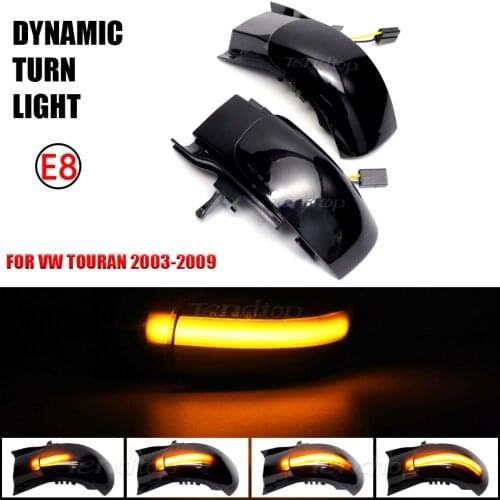 For VW Touran 1T1 1T2 2003 2004 2005 2006 2009 Rearview Mirror Dynamic LED Turn Signal Light Sequential Blinker Lamp Car Styling