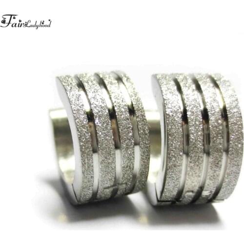 FairLadyHood 7 x 12 mm New Fashion Silver Color Stainless Steel Round Earrings For Women Men Jewelry