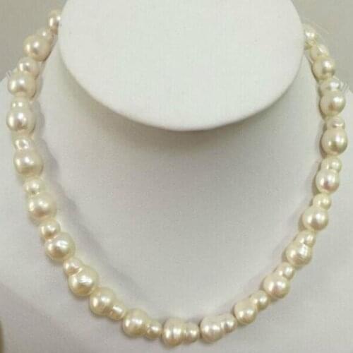 Classic18inch natural south sea14-15mm huge twins white pearl necklace925silver