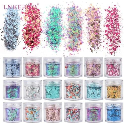 Lnkerco Nail Glitter Holographic Chunky Glitters Nail Art Decorations 3D Cosmetic Sequins For Body Face Hair Makeup 4/5 Boxes
