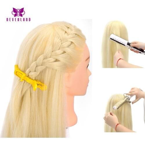 24" 90% Real Hair Salon Training Mannequin Head White Professional Hairdressing Dummy Doll Maniqui Heads for Hairstyles