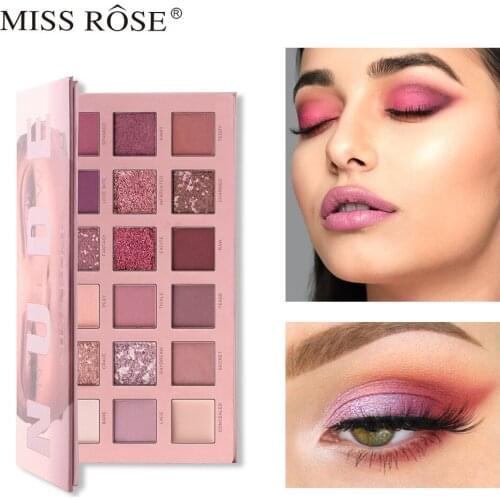 Miss Rose Spotlight 18 Color Eye Shadow Palette Colorful Artist Shimmer Glitter Matte Pigmented Powder Pressed Eyeshadow