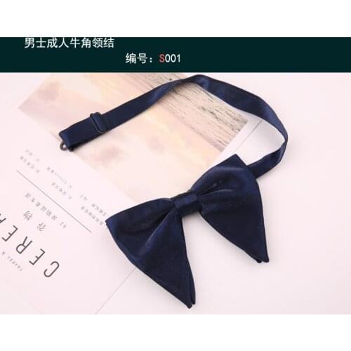 Mens horn bow tie velvet double big bow tie dress gentleman groomsmen groom wedding wedding photo wine red