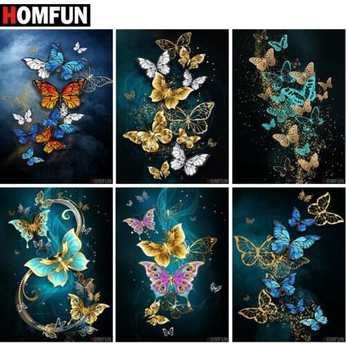HOMFUN Full Square/Round Drill 5D DIY Diamond Painting "Vlinder Bloem Dier" Embroidery Cross Stitch 5D Home Decor Gift