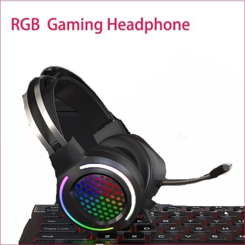 With Small Holes Headphone Game Music Headset With Microphone Earpiece 7.1 Surround Sound RGB Light Earphone For PC Computer