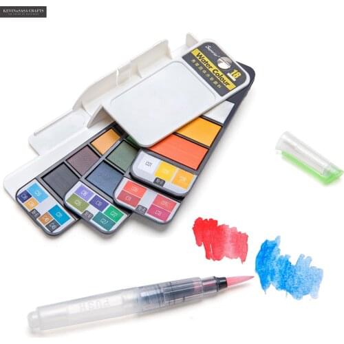 New Quality Solid Water Color Paint Set With Water Brush Pen Portable Watercolor For Drawing Art Supplies Art Set For Kids