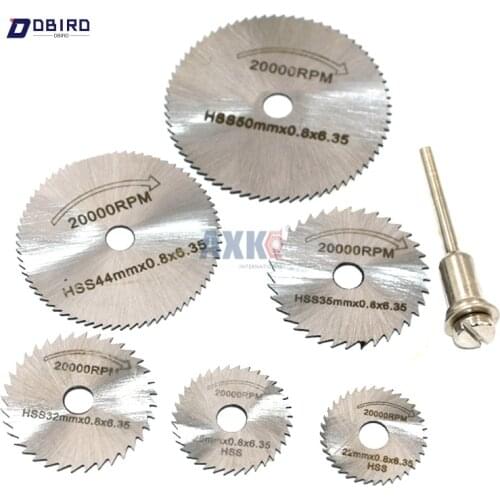 New Portable Rotary Tool Circular Saw Blades Cutting Discs Mandrel For Dremel Cutoff 7pcs DBIRD