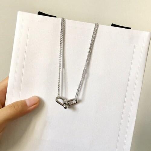Hot-Selling Titanium Steel Jewelry Light Luxury Interlocking Bamboo Double Chain Necklace For Women In Three Colors