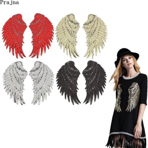 Prajna Angel Wings Sequined Patches 4 Color Sequin Patch DIY Clothing For Kids Clothes Sew-On Bag Patch Motif Applique Stickers