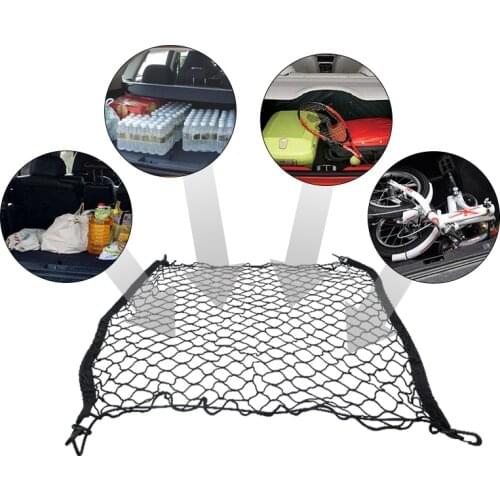 Strong Elastic Car Mesh Luggage Storage Organizer Nylon Stretchable Elastic Mesh Net with 4 Plastic Hooks Car Accessories