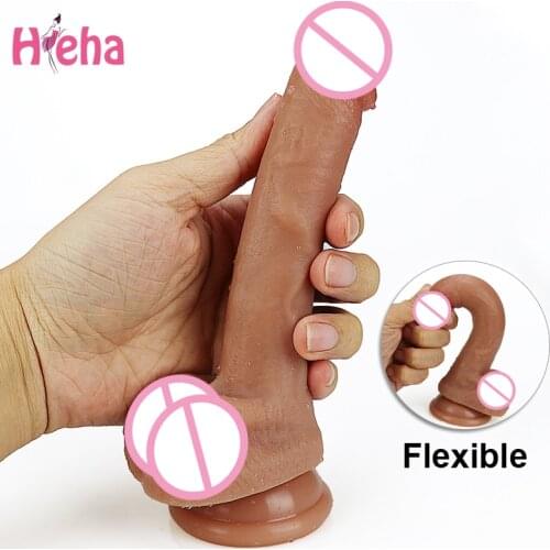 S/L Realistic Dildo with Powerful Sucker Soft Dick Sex Toy with Protruding Testicles Perfect Anal Dildo Big Sex Toys for Woman