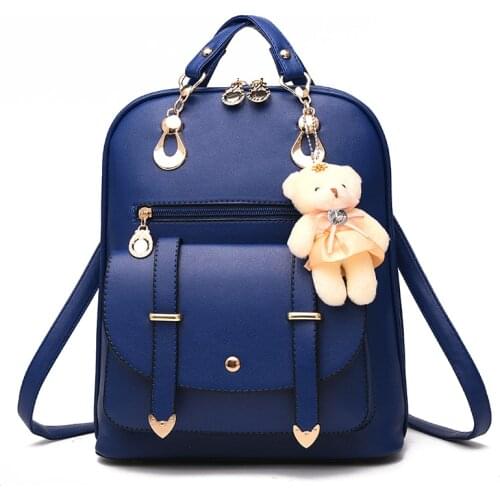 2018 New Casual waterproof Backpack Women Free doll Brand knapsack Candy Color Student Travel Bags Teenager Girls School Bag
