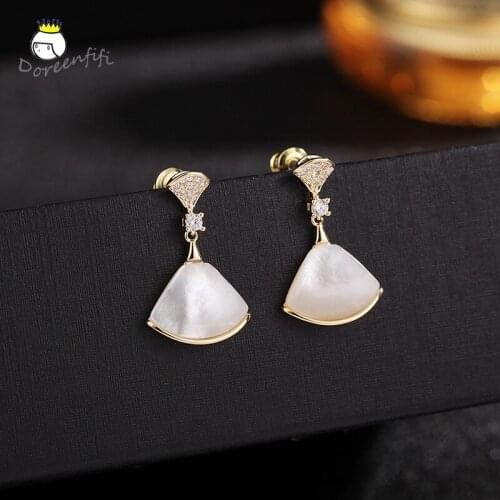 Drop Earrings Small sector 925 Sterling Silver Natural Shell Earrings Stud Earring Jwellery Women Aretes De Mujer Modernos 2020