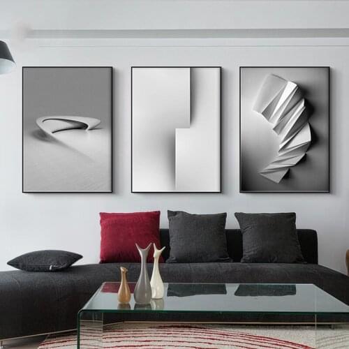 Nordic Black and White Poster Abstract Geometric Space Wall Art Canvas Painting Pictures Modern Simple Interior Home Decor