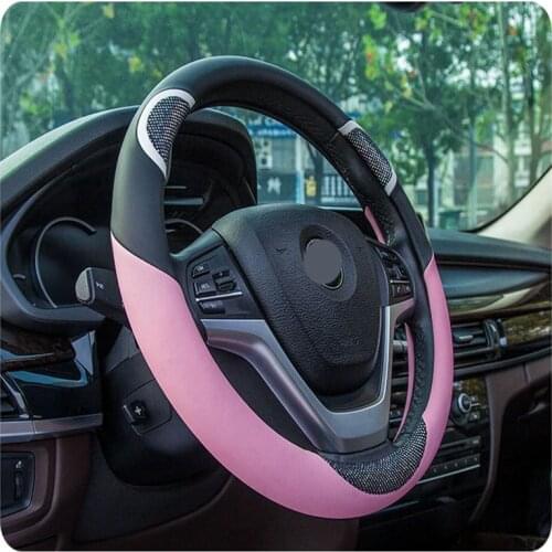 Rhinestone steering wheel cover pink car accessories cute steering covers for women 38cm universal for chevrolet captiva toyota