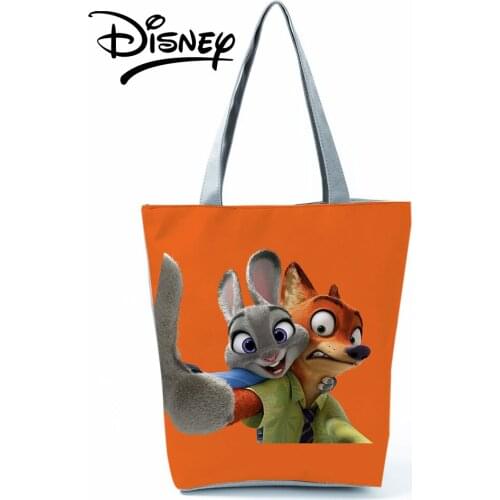 Disney Zootropolis Handbag New Trend Cartoon High Capacity Eco Reusable Shopping Bag Rabbit Printed Foldable Women Shoulder Bag