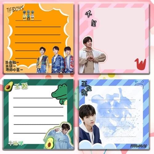 Tfboys Peripheral Sticky Notes Yiyan Qianxi Same Note Pad Students Practical Handbook Material Star Peripheral Support Souvenir