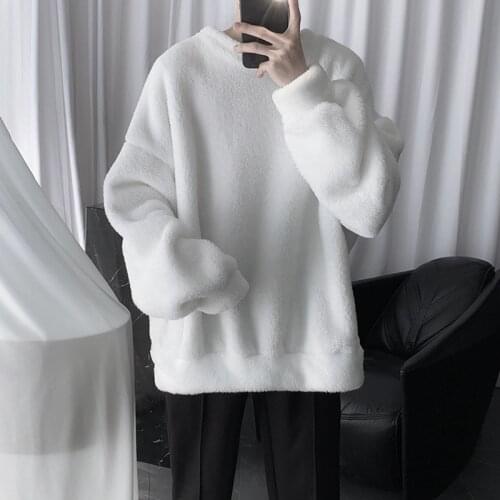 Plus velvet thick hoodie male fashion warm solid color casual o-neck sweatshirt male streetwear hip-hop loose pullover hoodies