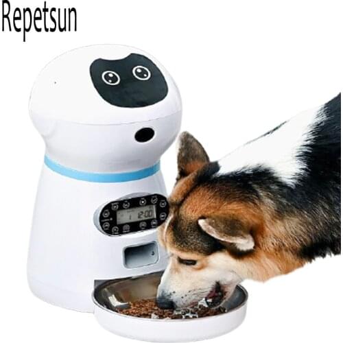Smart Automatic Pet Feeder With Voice Record Stainless Steel LCD Screen Timer For Dog Food Bowl Cat Food Dispenser Pet Bowl