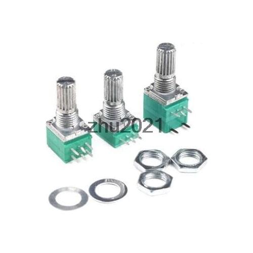 10pcs B5K B10K B20K B50K B100K B500K RV097NS Audio Amplifier Sealed Linear Volume Potentiometer Resistor 15mm Shaft 3/5/6/8pins