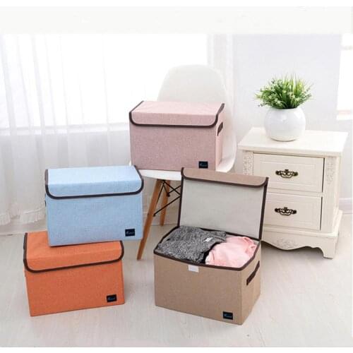 Thickened cotton and linen portable storage box toy clothing storage box portable storage box