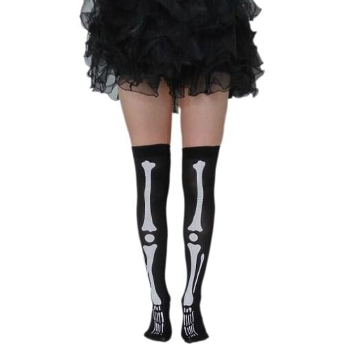 Top Quality Halloween Printing Skeleton Stockings Vampire Halloween Socks 3S8189 Adult Sexy Black Legs Stockings