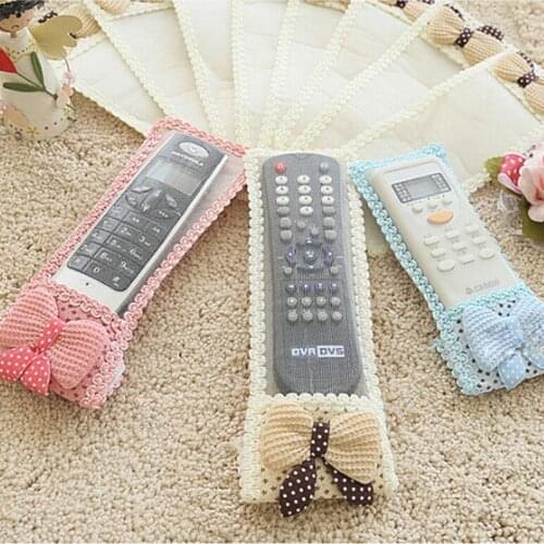 1PC Bowknot TV Remote Control Case Air Condition Remote Control Cover Textile Protective Bag Protector Holder Storage 3 Colors