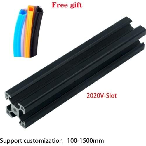 1pcs Black 2020 V- Slot Aluminum Profile Extrusion Frame 100mm-1200mm European Standard Anodized Linear For CNC 3D Printer Parts
