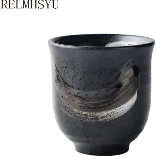 1PC RELMHSYU Japanese Style Retro Tea Water Cup Ceramic Hand-painted Tableware Restaurant Hotel Single Cup Drinkware