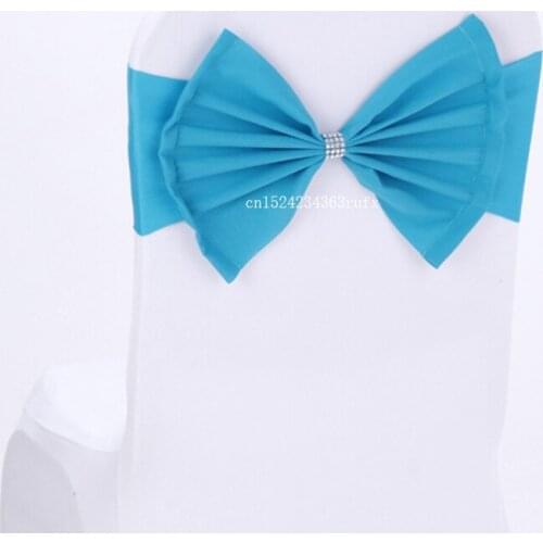 100pcs Wedding Chair Covers Tie Bow Chair Cover Elastic Chair Sashes Spandex Coveres