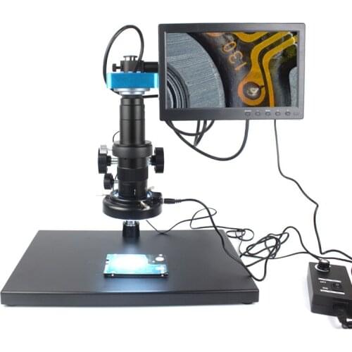 1080P USB HDMI Industrial Microscope Video Microscope Camera 180X 300X Zoom C Mount Lens For Lab Phone PCB CPU Repair