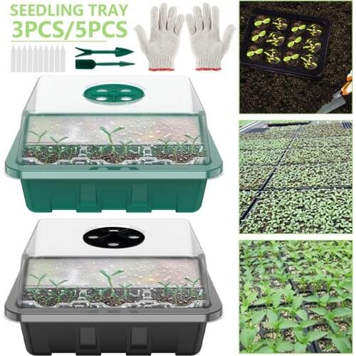 3/5pc 12Hole Plastic Nursery Pots Planting Seed Tray Kit Plant Seeds Grow Box CSeedling Trays Germination Box Gardening Supplies