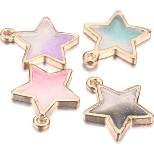 30pcs/Lot Colorfull Star Enamel Charms Pendants for Jewlery Making DIY Bracelet Earrings Necklace Girls Gift 16*19mm