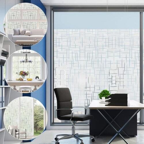45*100cm Cross Pattern Frosted Glass Stickers Opaque Toilet Anti-Lighting Bathroom Film Home Decoration Window Paper