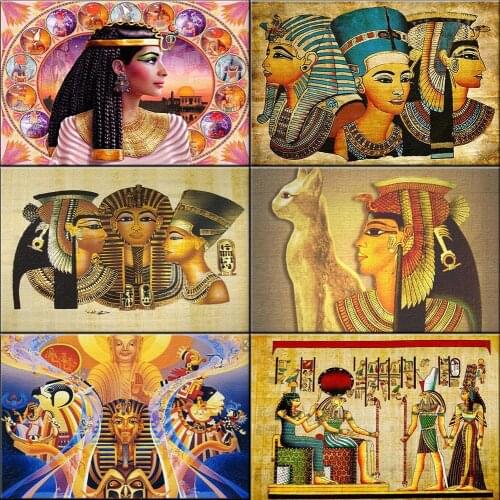 5D DIY Diamond Painting Egyptian Portrait Beads Embroidery Jewelry Cross Stitch Kit Religious Art Mosaic Needlework Wall Decor