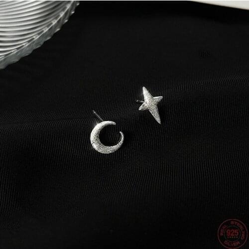 A Girl' Asymmetry Shiny Frosting Star Moon Earring Fashion Grace Temperament Earring For Women Girl Jewelry